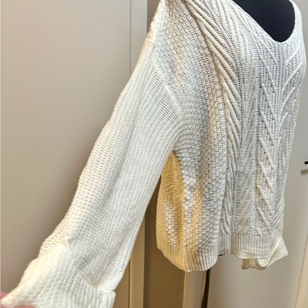 Women's Knit Cream Sweater - Winter White - Picture 2 of 3